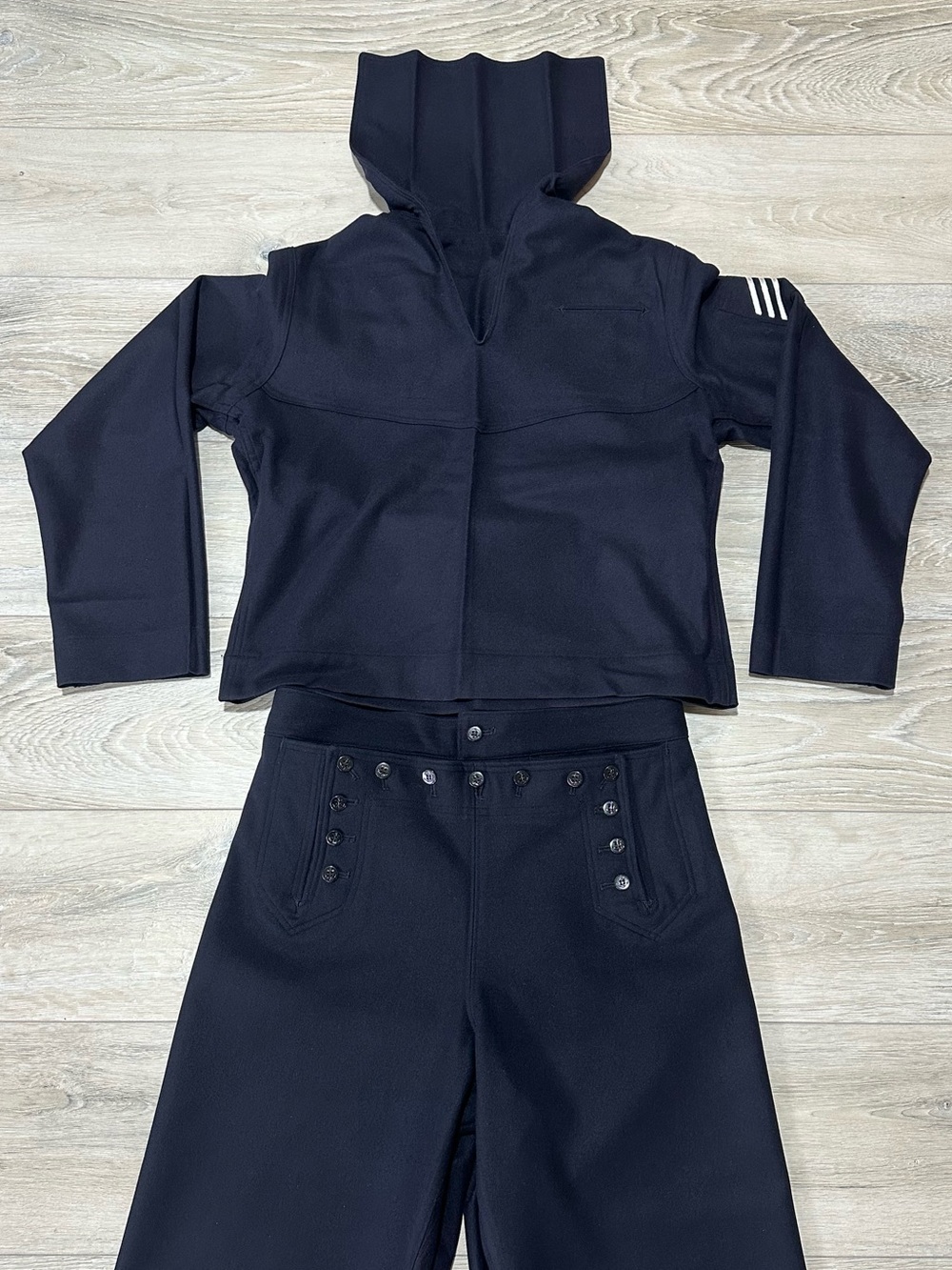 Vintage US Navy Crackerjack Dress Blues Uniform Set Wool Jumper Trousers 42R 35R